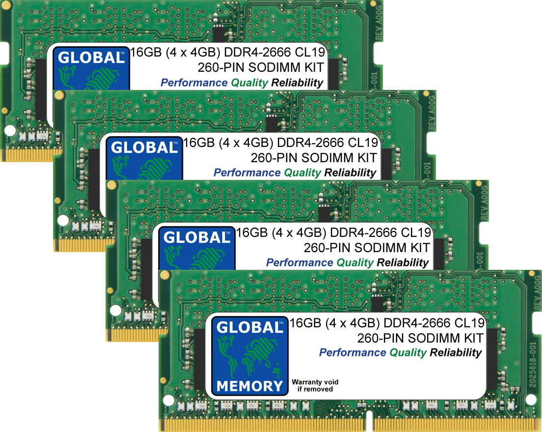 16GB (4 x 4GB) DDR4 2666MHz PC4-21300 260-PIN SODIMM MEMORY RAM KIT FOR LAPTOPS/NOTEBOOKS